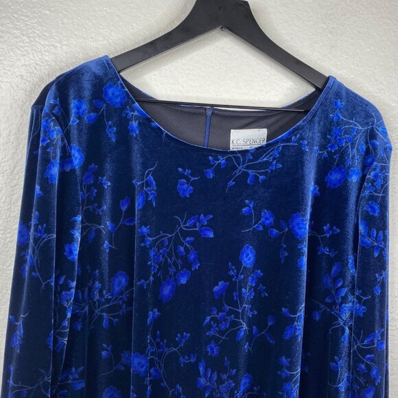 K C Spencer Women's Velvet Floral Whimsigoth Dark Fairy Dress Blue Size 18W - Picture 6 of 10